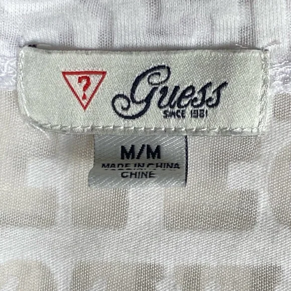 Guess Los Angeles 1981 Logo Sheer V Neck T Shirt White Womens Size Medium - Picture 7 of 10